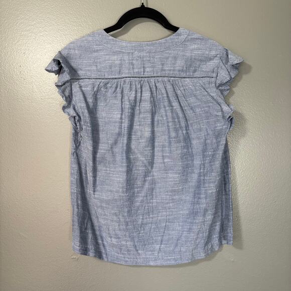 Sundance Women's Boho Blue Chambray Flutter Sleeve Top - Size PXS - Ladder Lace - Picture 6 of 6